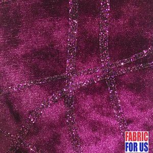 Glitter Strings on Velvet Stretch Fabric Plum 56"/58" Wide